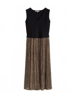 Les Serein Sleeveless V-Neck Dress with Pleated Skirt, Size Large